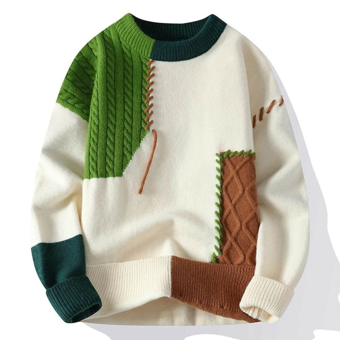Enzo – Snygg Premium Tröja med Patchwork