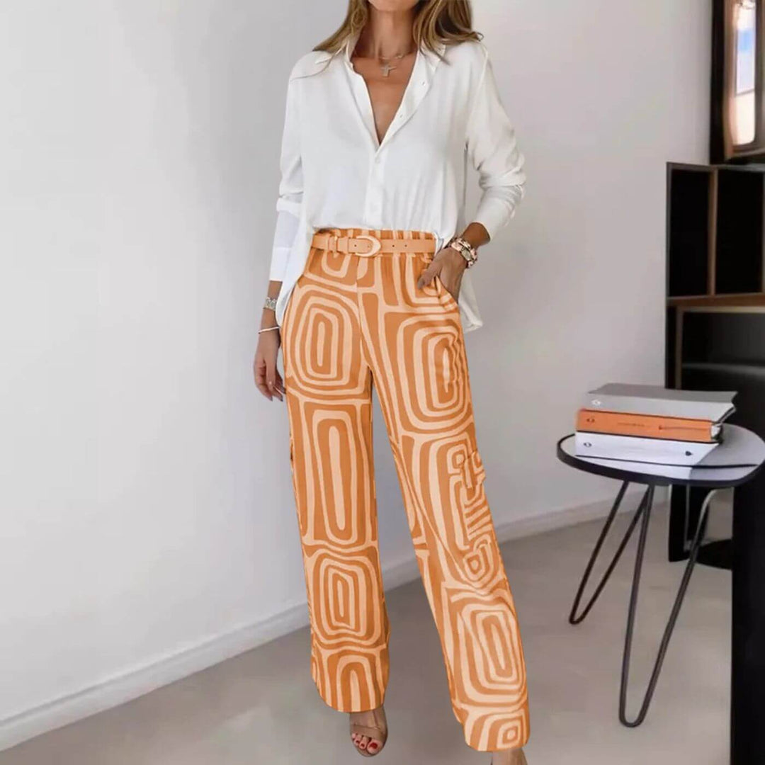 Hanna™ - Stilrent Blus & Byx Set i 2 Delar