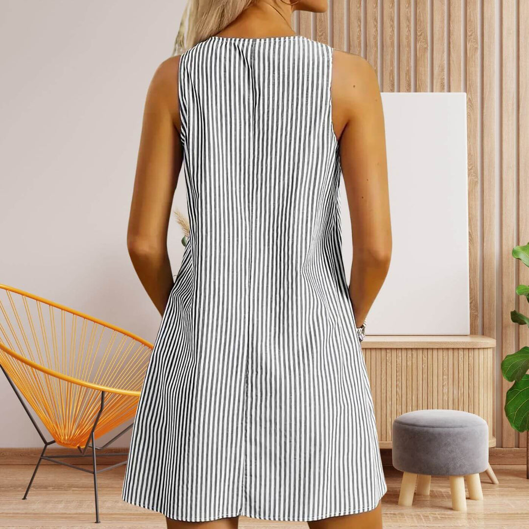 Lilja™ - Randig Sommarklänning med Fickor