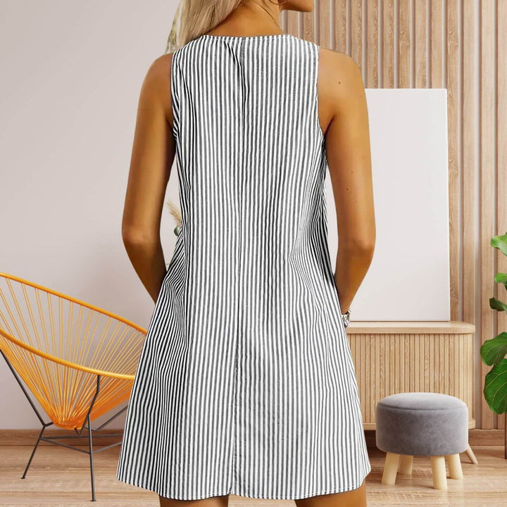 Lilja™ - Randig Sommarklänning med Fickor