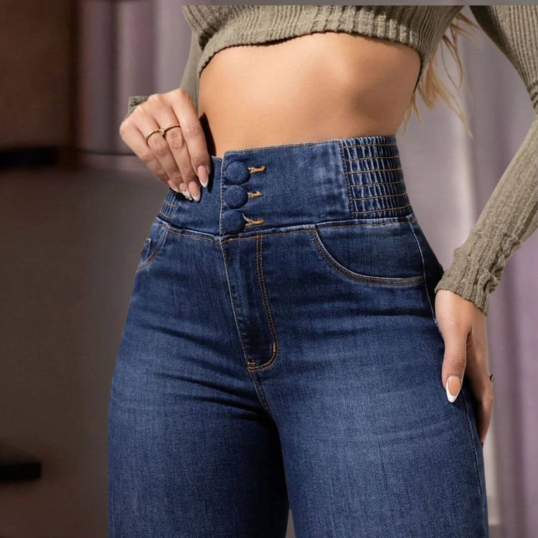 Maya™ - Flare Jeans med Elastisk Midjeband